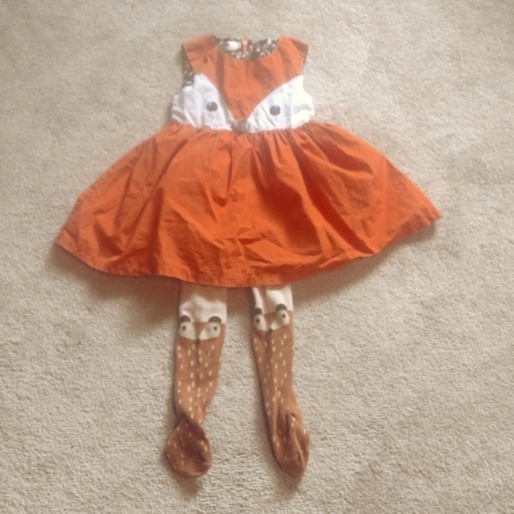 Toddler girl fox dress and tights